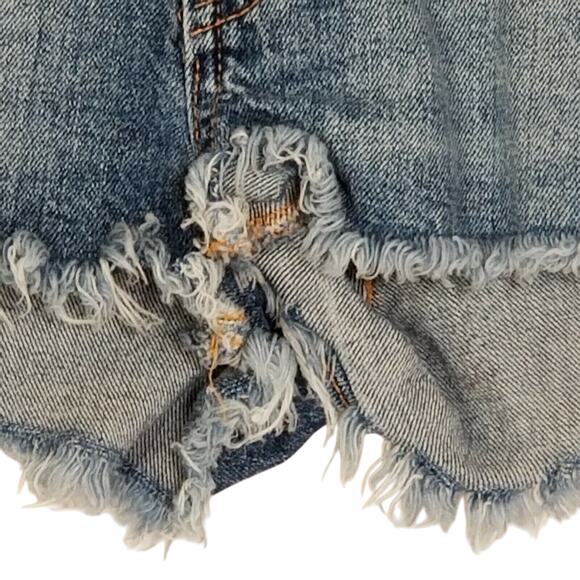 Trafaluc by Zara Womens Shorts Size 4 Distressed Red Side Striped Cut Offs - Picture 6 of 7